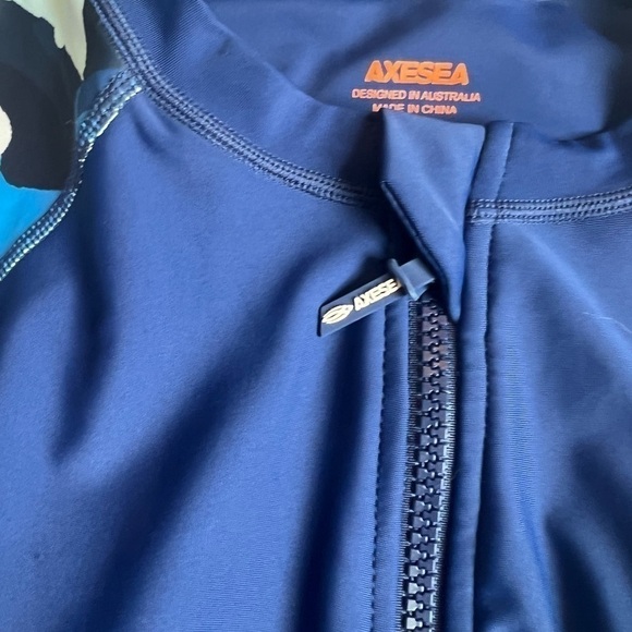 Axesea retro printed zip up blue surf style bathing suit size 10 - Picture 10 of 10